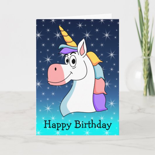 Carte Cool Unicorn anniversaire (Devant)