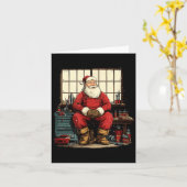 Carte Cool Workshop Santa Claus With Wrenches Tool Costu (Fleur jaune)