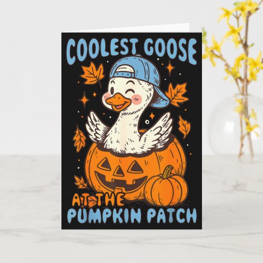 Carte Coolest Goose At The Pumpkin Patch Autumn Fall Cou (Fleur jaune)