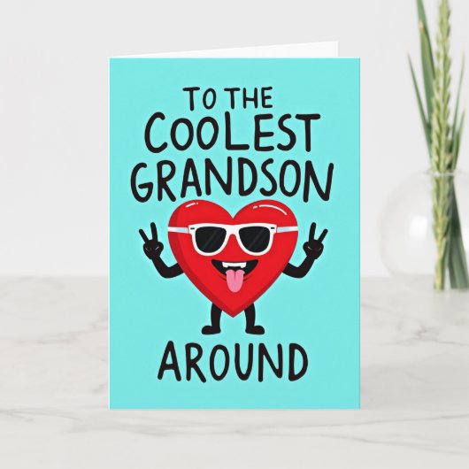 Carte Coolest Grandson Heart Birthday Card (Devant)