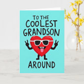 Carte Coolest Grandson Heart Birthday Card (Fleur jaune)