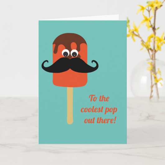 Carte Coolest Pop Out There Funsicle Mustache Blue (Fleur jaune)