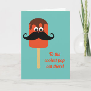 Carte Coolest Pop Out There Funsicle Mustache Blue