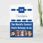 Carte Coolest Uncle 5 photo bleu blanc anniversaire (Devant)