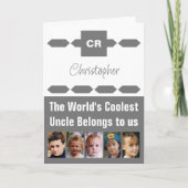 Carte Coolest Uncle 5 photo gris blanc anniversaire (Devant)
