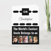 Carte Coolest Uncle 5 photo noir blanc anniversaire (Devant)