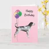 Carte Coonhound de Bluetick, ballons d'anniversaire (Fleur jaune)