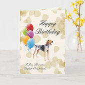 Carte Coonhound de l'anglais américain avec le feuille (Fleur jaune)