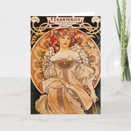 Carte Copie vintage de Nouveau Mucha d'art (Devant)