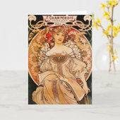 Carte Copie vintage de Nouveau Mucha d'art (Fleur jaune)
