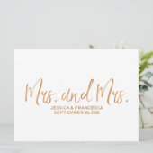 Carte Copper "Mme et Mme" SYMBOLE Mariage Lesbien (Debout devant)