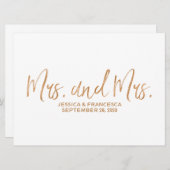 Carte Copper "Mme et Mme" SYMBOLE Mariage Lesbien (Devant / Derrière)