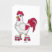 Carte Coq au roller en patins à roulettes (Dos)