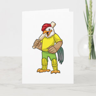 Carte Coq Batteur avec batte de cricket