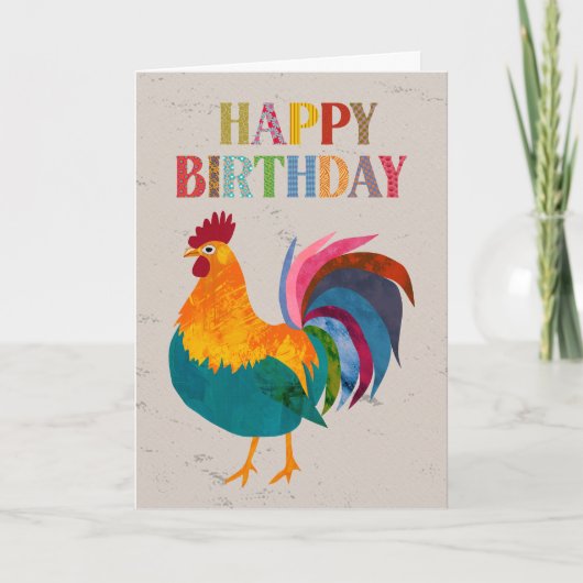 Carte Coq coloré d'anniversaire (Devant)