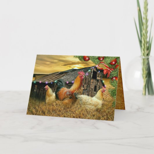 Carte Coq de Noël Hen Barn Coop Farm (Devant)