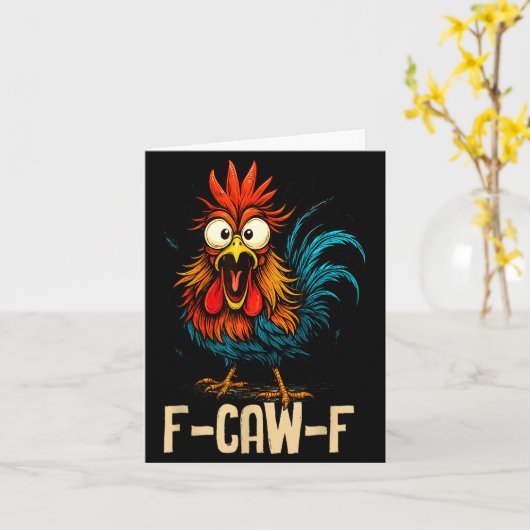 Carte Coq drôle de poulet F Caw F Parleur de poulet Fcaw (Fleur jaune)