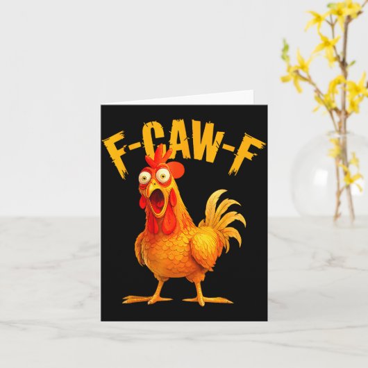 Carte Coq drôle F Caw F Fcawf Chuchoteur de poulet (Fleur jaune)