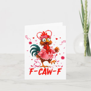Carte Coq drôle F-caw-f Saint Valentin Poulet Fcawf
