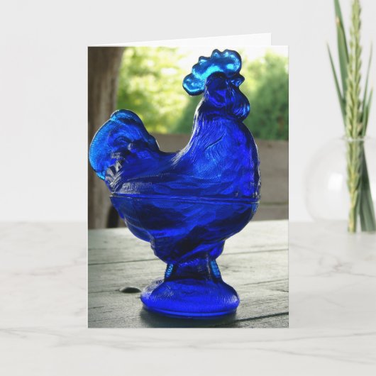 Carte Coq en verre bleu (Devant)