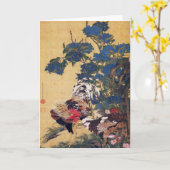 Carte Coq et poule (Fleur jaune)