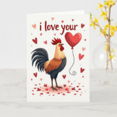 Carte Coq Je T'Aime (Fleur jaune)