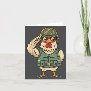 Carte Coq Militaire Saluant Soldat Armée Pour