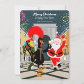 Carte Coq portugais et toast Père Noël au Nouvel An (Devant)