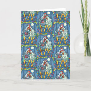 Carte COQ Poule câline, Romantisme de poulet mignon Blan