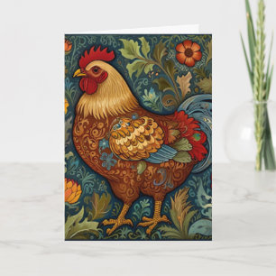 Carte Coq rétro chic poulet de campagne