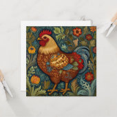 Carte Coq rétro chic poulet de campagne (Devant/Arrière en situation)