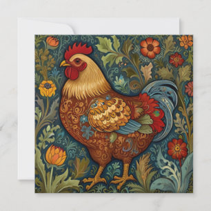 Carte Coq rétro chic poulet de campagne