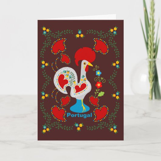 Carte Coq traditionnel de Barcelos en blanc (Devant)