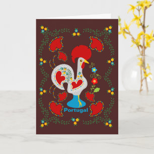 Carte Coq traditionnel de Barcelos en blanc