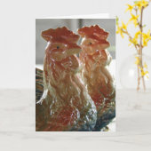 Carte Coq vintage, Bonjour (Fleur jaune)