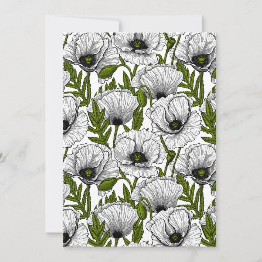Carte Coquelicots blancs sur fond blanc (Devant)