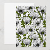 Carte Coquelicots blancs sur fond blanc (Devant / Derrière)