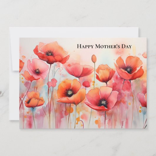 Carte Coquelicots dans un champ aquarelle Fête des mères (Devant)