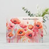Carte Coquelicots dans un champ aquarelle Fête des mères (Debout devant)