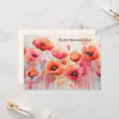 Carte Coquelicots dans un champ aquarelle Fête des mères (Devant/Arrière en situation)