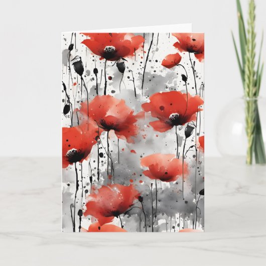 Carte Coquelicots - Fleurs aquarelle (Devant)