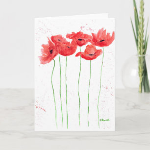 Carte Coquelicots fleurs rouges aquarelle nature