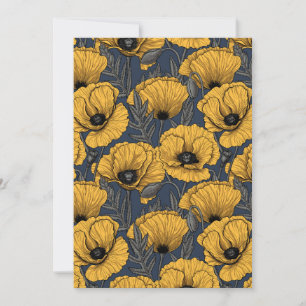 Carte Coquelicots jaunes sur fond bleu marine