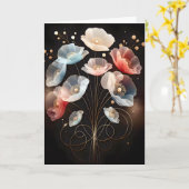 Carte Coquelicots translucides d'anniversaire sur fond n (Fleur jaune)