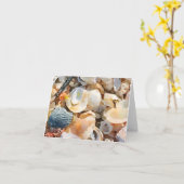 Carte Coques de mer et bois de chou sur sable de plage (Fleur jaune)