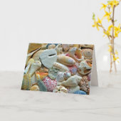 Carte Coques de plage colorées Nota blanc (Fleur jaune)