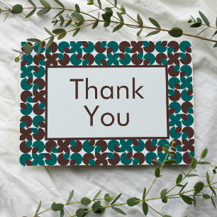 Carte Coques Turquoises et Brown rétro avec Merci Brown
