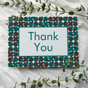 Carte Coques Turquoises et Brown rétro avec Merci Turquo
