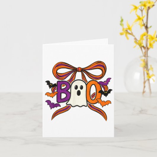 Carte Coquette Boo Ghost Bow Cute Éffrayant Funny Hallow (Fleur jaune)
