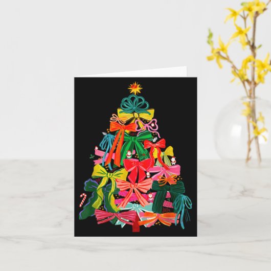 Carte Coquette Bow Christmas Tree Preppy Christmas Girly (Fleur jaune)